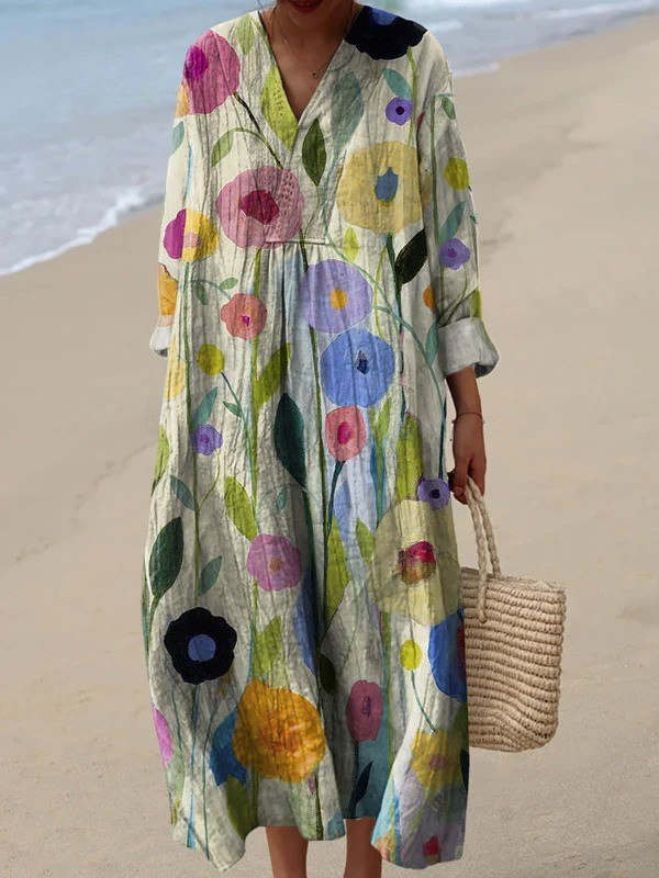 Elara | Luchtige zomerjurk met lange mouwen