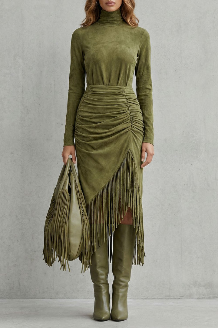 Soléna – Midi Dress with Ruffled Hem Detail