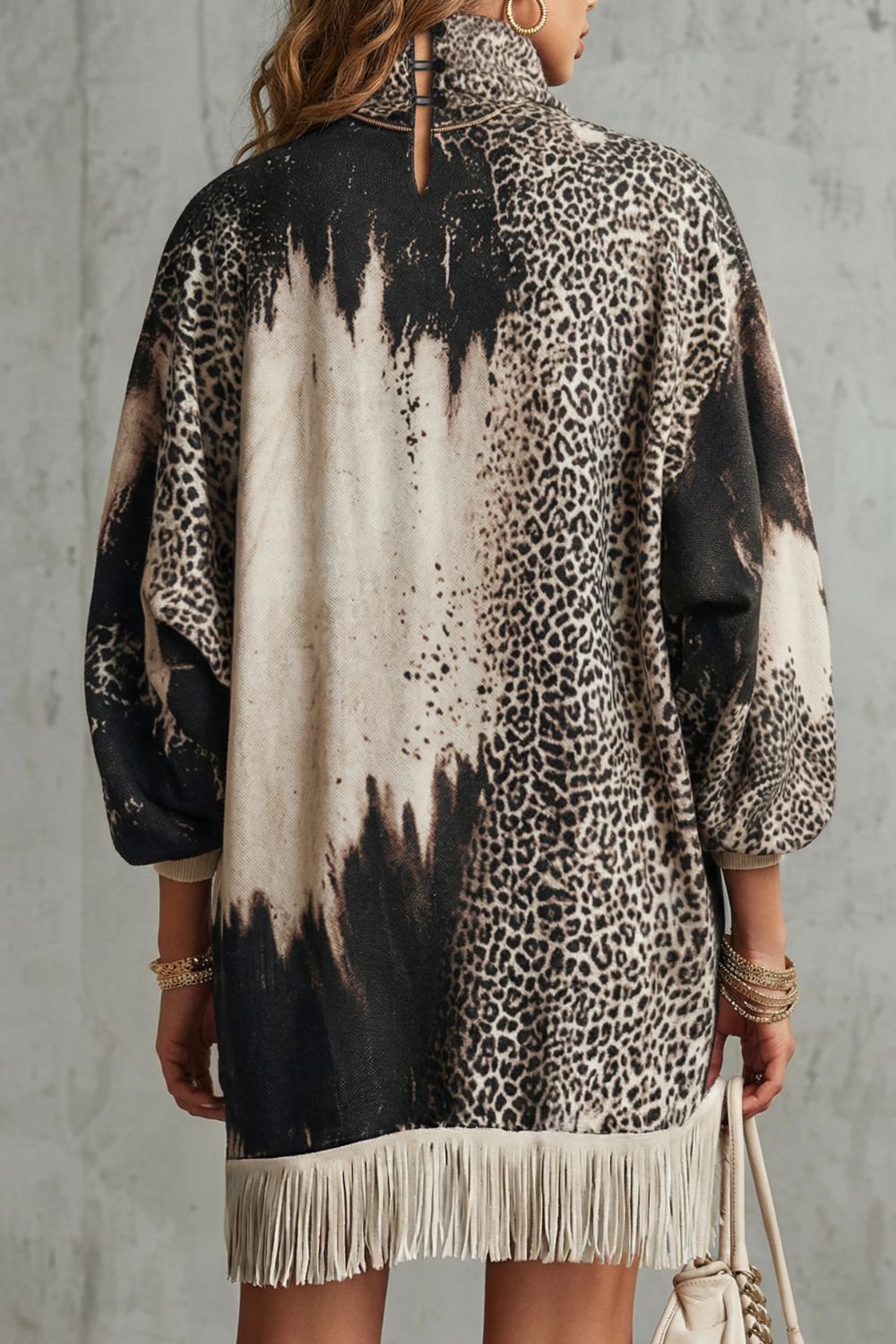 Solenne – Franjezoom Luipaard Mini-Jurk