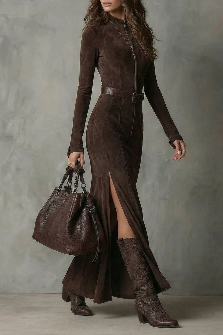 Raviona – Suède Stijl Maxi Ritsjurk met Inclusieve Riem