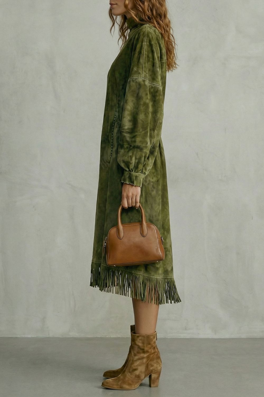 Valdrina – Midi Coltrui Jurk met Suède Franje Details