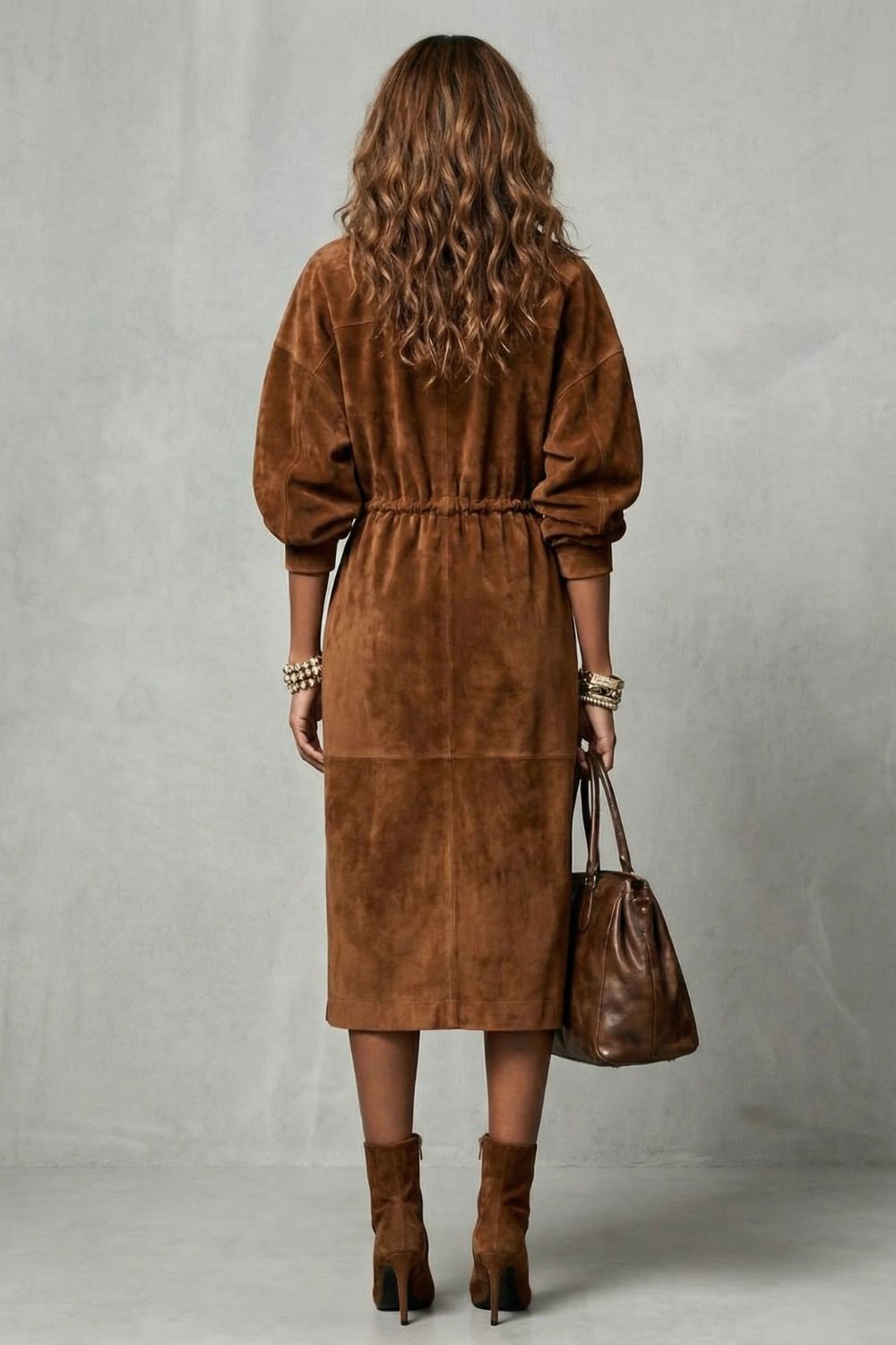 Zanetta – Midi-jurk met rits en trekkoord in de taille