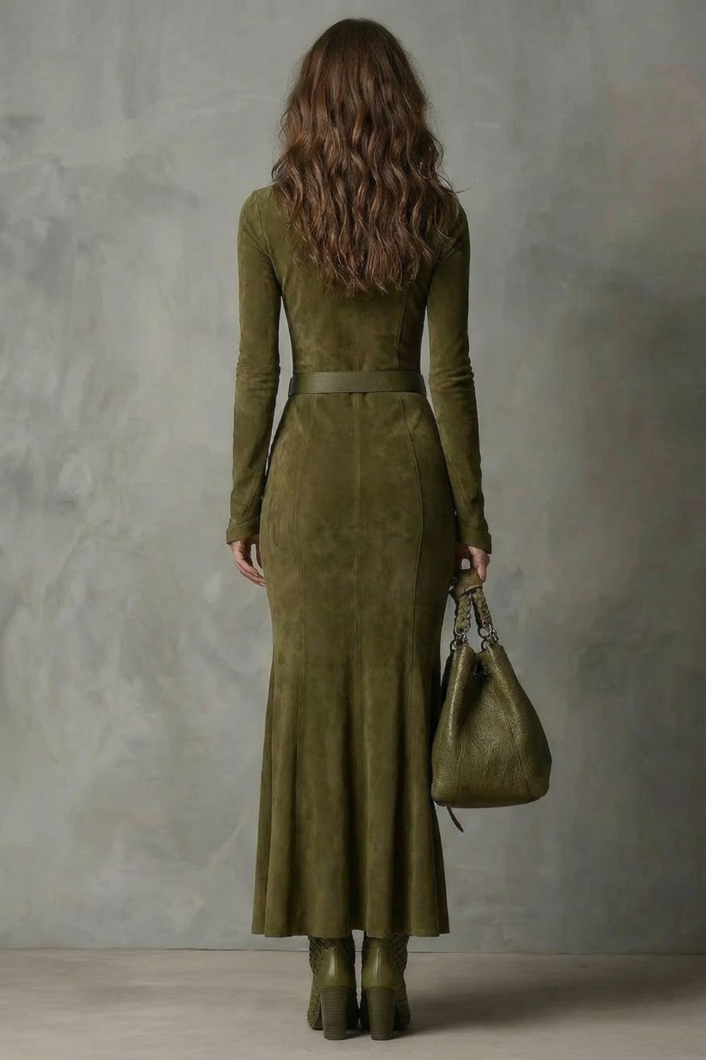 Raviona – Suède Stijl Maxi Ritsjurk met Inclusieve Riem