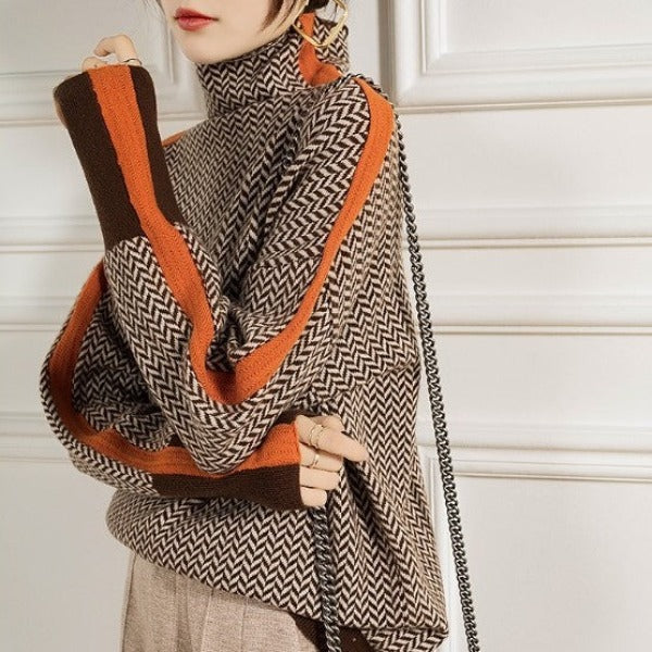 Eleanor | Luxe Herringbone Turtleneck