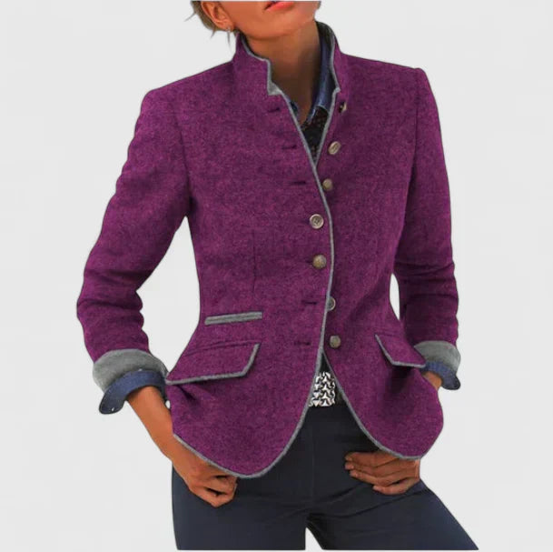 Joanna | Klassieke wollook blazer met verfijnde details